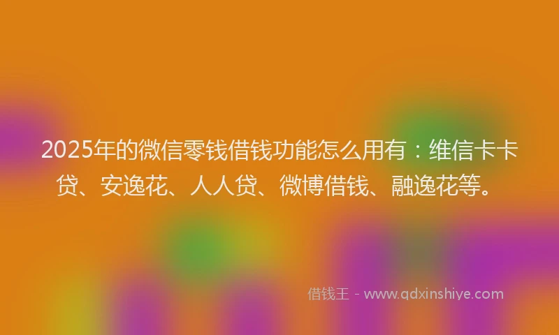 2025年的微信零钱借钱功能怎么用有：维信卡卡贷、安逸花、人人贷、微博借钱、融逸花等。