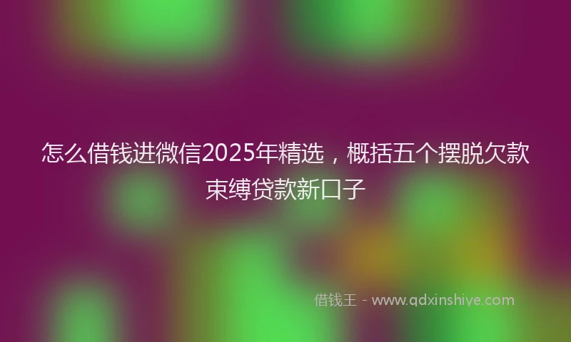 怎么借钱进微信2025年精选，概括五个摆脱欠款束缚贷款新口子