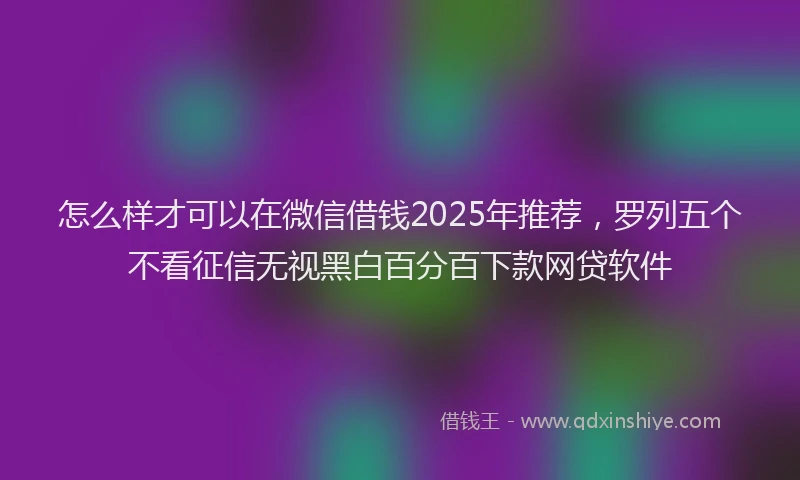 怎么样才可以在微信借钱2025年推荐，罗列五个不看征信无视黑白百分百下款网贷软件