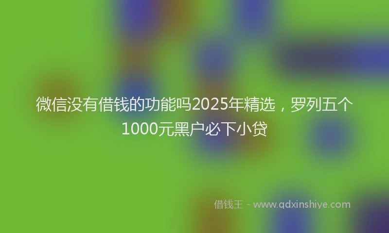 微信没有借钱的功能吗2025年精选，罗列五个1000元黑户必下小贷