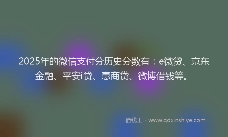 2025年的微信支付分历史分数有：e微贷、京东金融、平安i贷、惠商贷、微博借钱等。