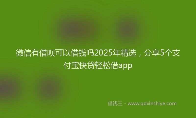 微信有借呗可以借钱吗2025年精选，分享5个支付宝快贷轻松借app