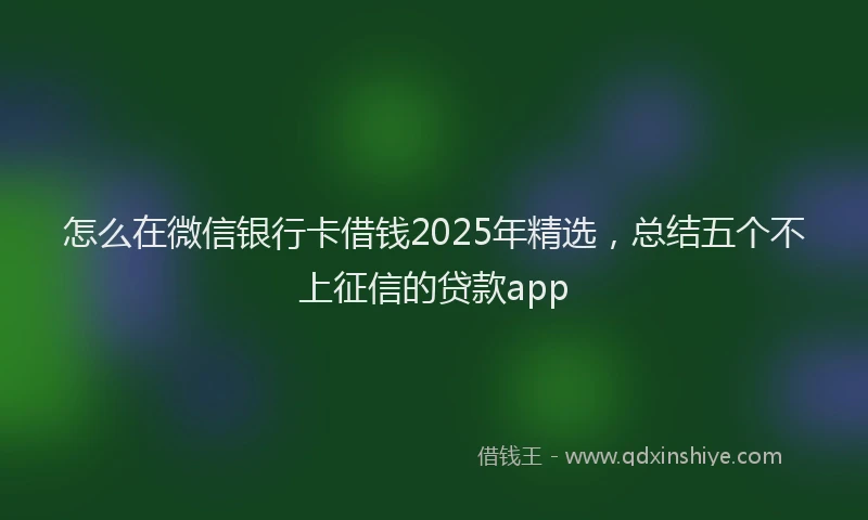 怎么在微信银行卡借钱2025年精选，总结五个不上征信的贷款app