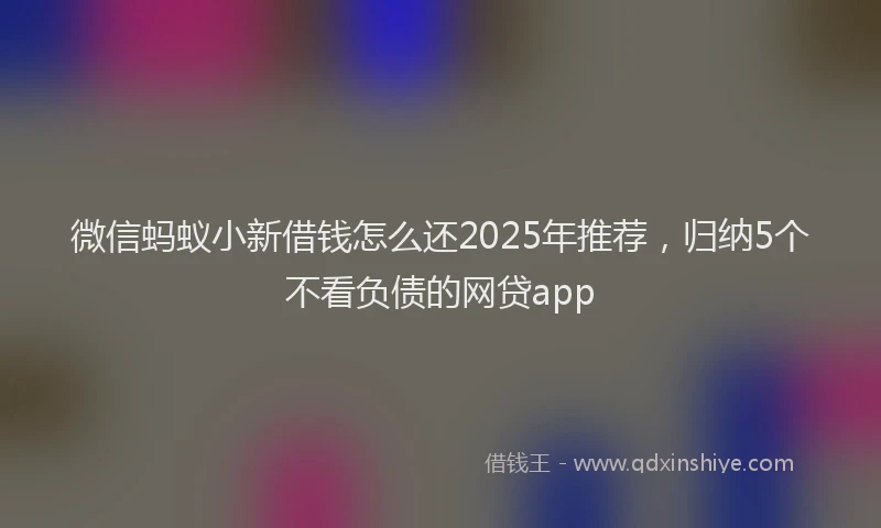 微信蚂蚁小新借钱怎么还2025年推荐，归纳5个不看负债的网贷app