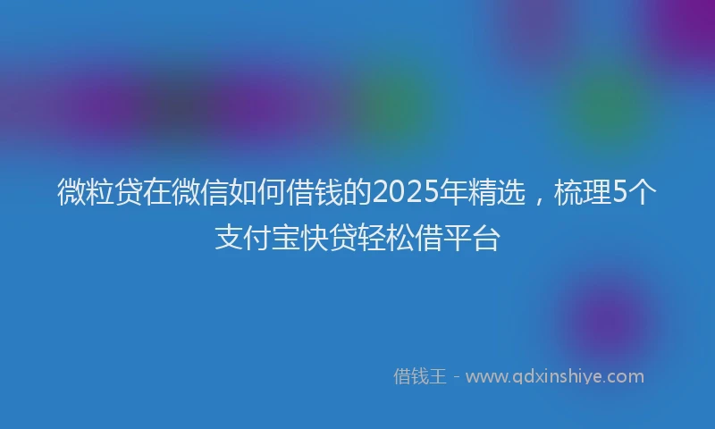 微粒贷在微信如何借钱的2025年精选，梳理5个支付宝快贷轻松借平台