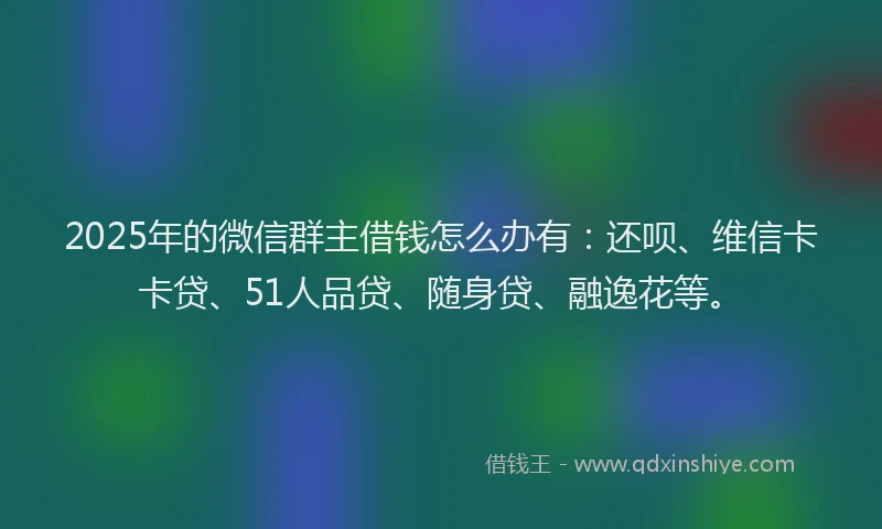 2025年的微信群主借钱怎么办有：还呗、维信卡卡贷、51人品贷、随身贷、融逸花等。
