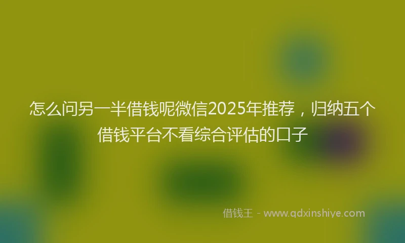 怎么问另一半借钱呢微信2025年推荐，归纳五个借钱平台不看综合评估的口子