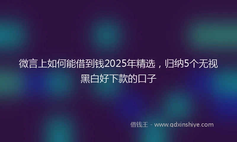 微言上如何能借到钱2025年精选，归纳5个无视黑白好下款的口子