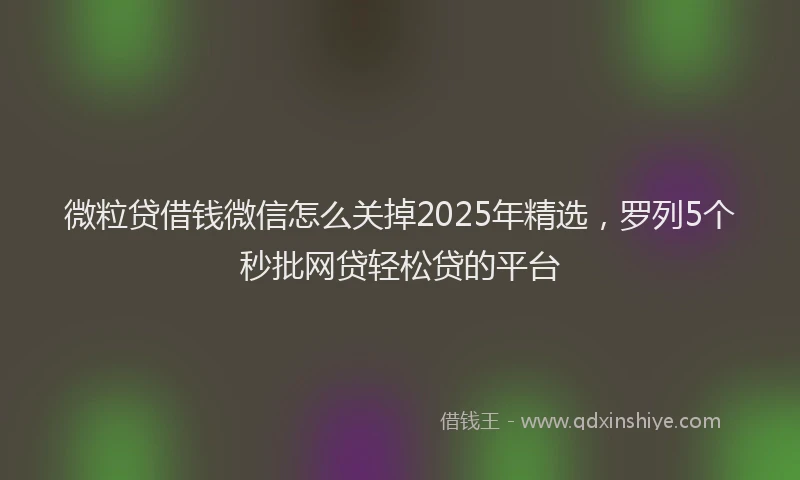 微粒贷借钱微信怎么关掉2025年精选，罗列5个秒批网贷轻松贷的平台