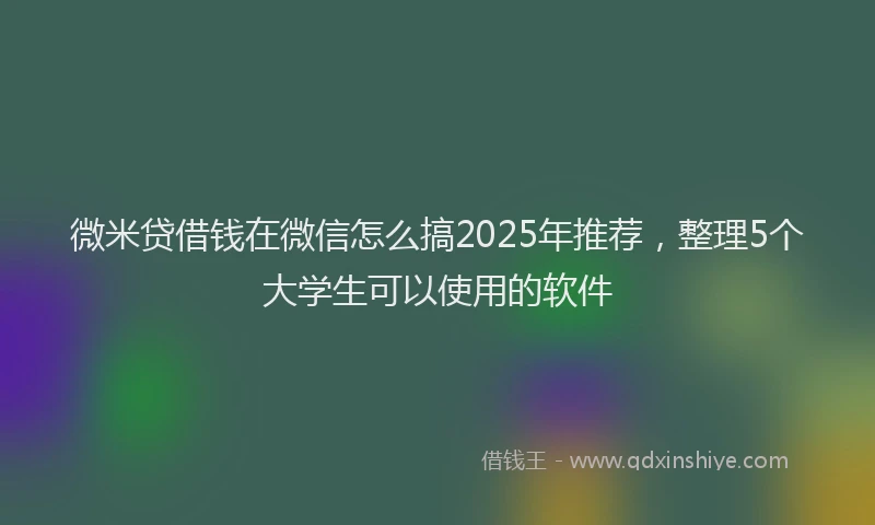 微米贷借钱在微信怎么搞2025年推荐，整理5个大学生可以使用的软件