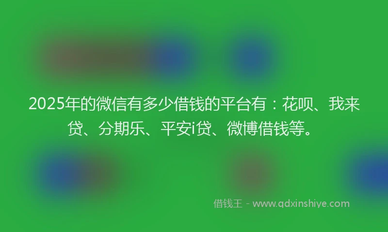 2025年的微信有多少借钱的平台有：花呗、我来贷、分期乐、平安i贷、微博借钱等。