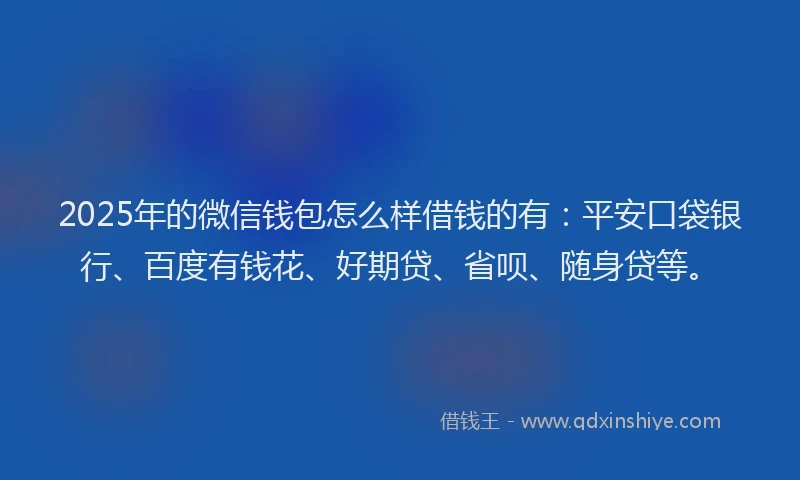 2025年的微信钱包怎么样借钱的有：平安口袋银行、百度有钱花、好期贷、省呗、随身贷等。