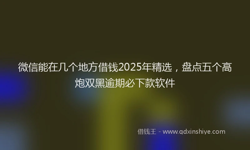 微信能在几个地方借钱2025年精选，盘点五个高炮双黑逾期必下款软件