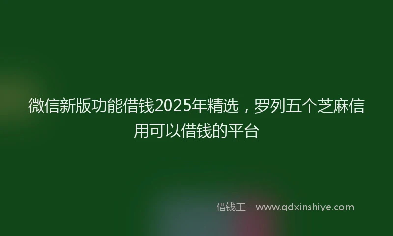 微信新版功能借钱2025年精选，罗列五个芝麻信用可以借钱的平台