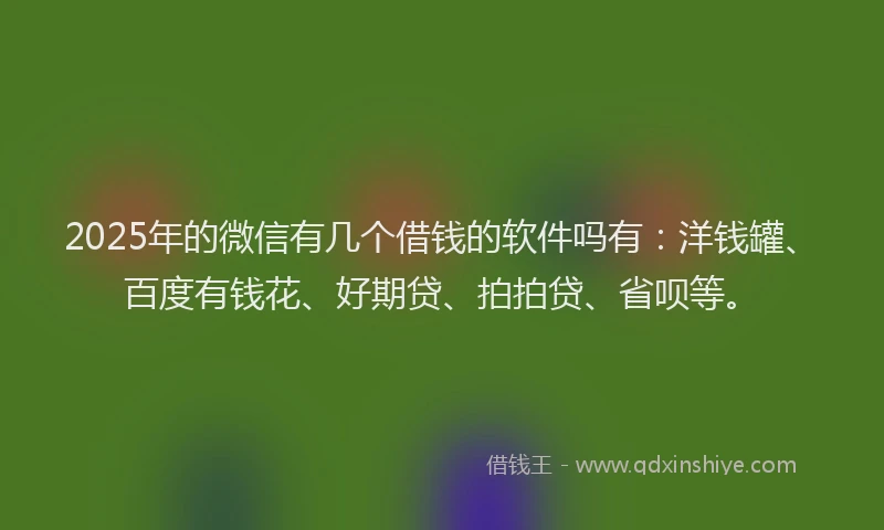 2025年的微信有几个借钱的软件吗有：洋钱罐、百度有钱花、好期贷、拍拍贷、省呗等。