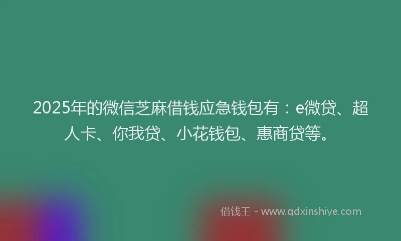 2025年的微信芝麻借钱应急钱包有：e微贷、超人卡、你我贷、小花钱包、惠商贷等。