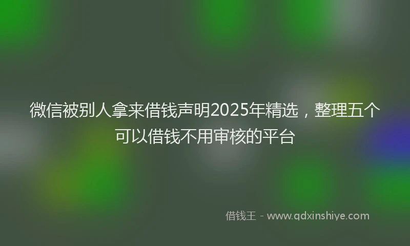微信被别人拿来借钱声明2025年精选，整理五个可以借钱不用审核的平台