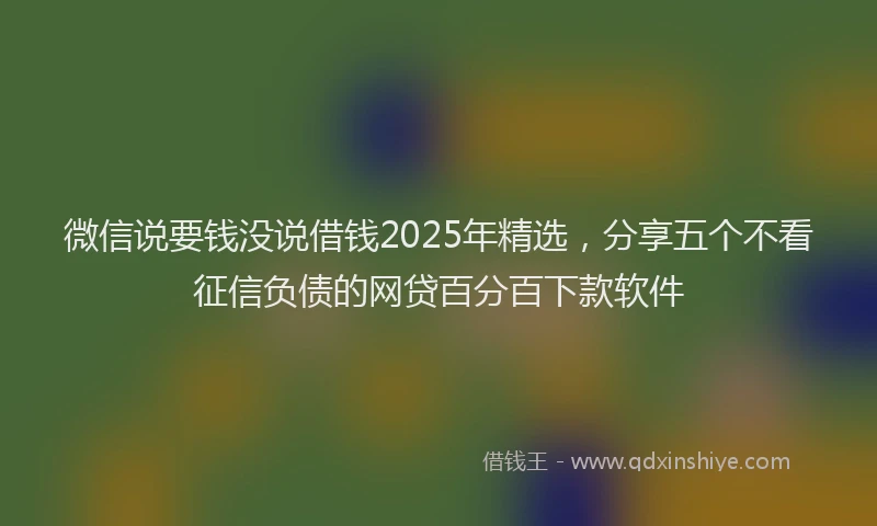 微信说要钱没说借钱2025年精选，分享五个不看征信负债的网贷百分百下款软件