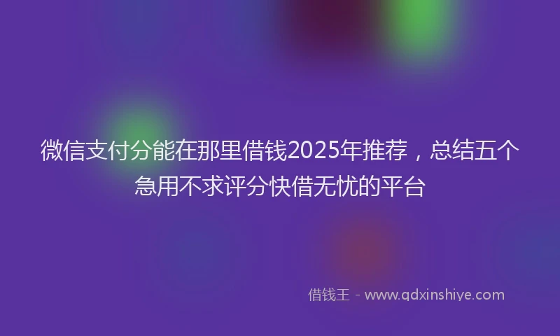 微信支付分能在那里借钱2025年推荐，总结五个急用不求评分快借无忧的平台