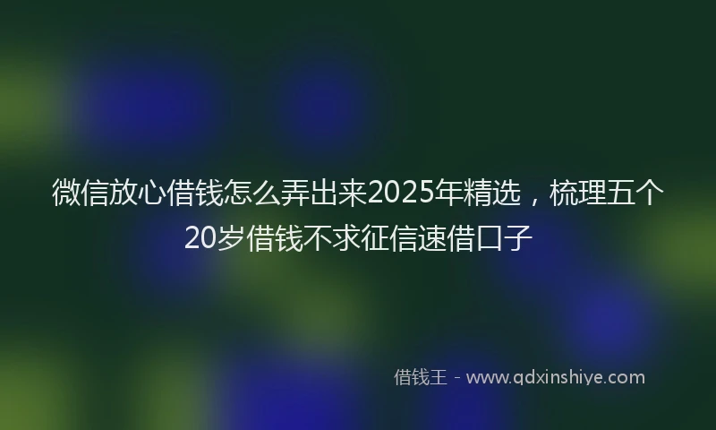 微信放心借钱怎么弄出来2025年精选，梳理五个20岁借钱不求征信速借口子