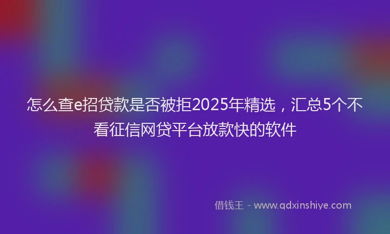 怎么查e招贷款是否被拒2025年精选，汇总5个不看征信网贷平台放款快的软件