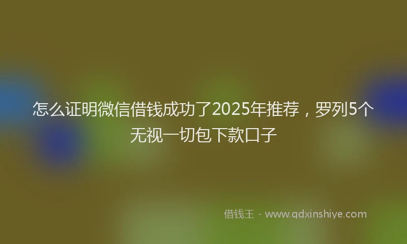 怎么证明微信借钱成功了2025年推荐，罗列5个无视一切包下款口子