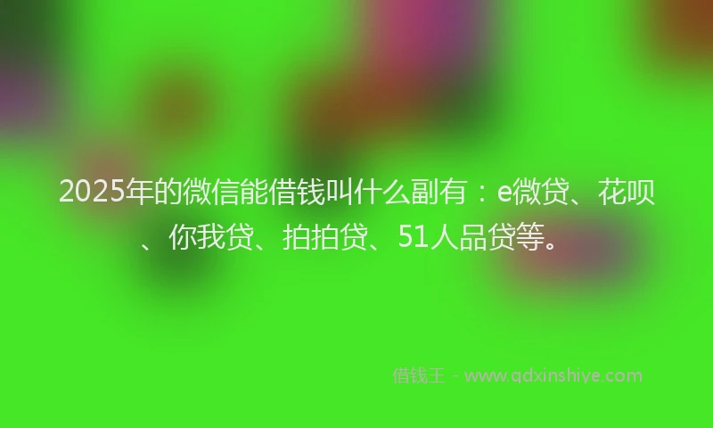 2025年的微信能借钱叫什么副有:e微贷、花呗、你我贷、拍拍贷、51人品贷等。