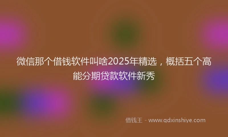 微信那个借钱软件叫啥2025年精选，概括五个高能分期贷款软件新秀