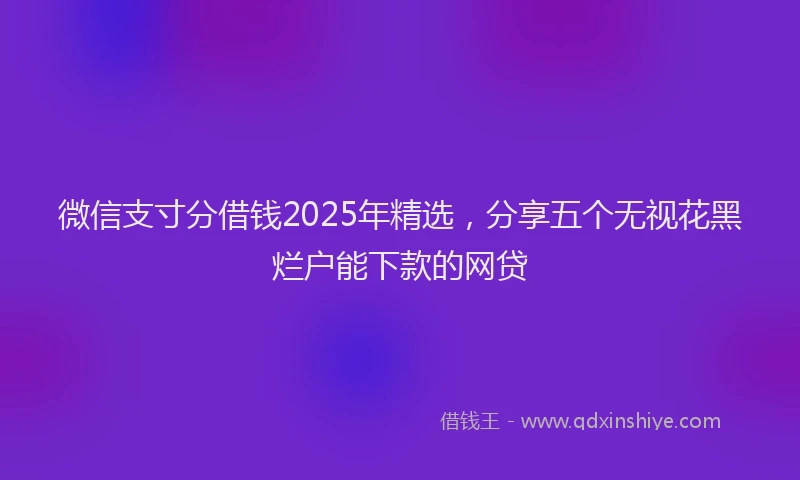 微信支寸分借钱2025年精选，分享五个无视花黑烂户能下款的网贷
