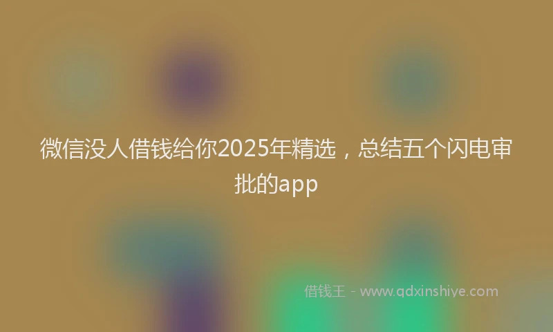 微信没人借钱给你2025年精选，总结五个闪电审批的app