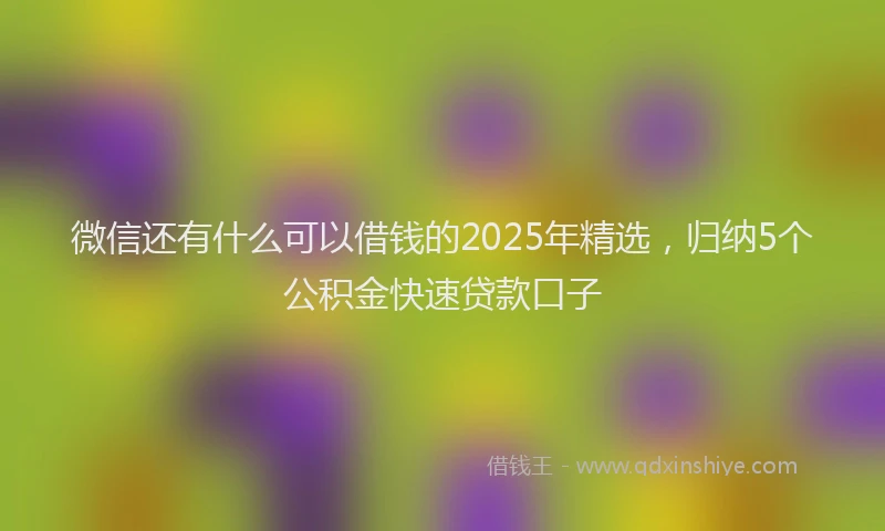 微信还有什么可以借钱的2025年精选，归纳5个公积金快速贷款口子