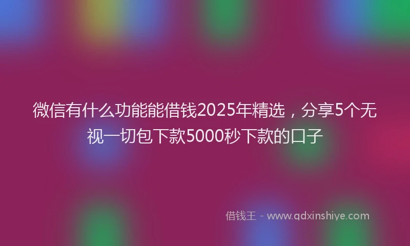 微信有什么功能能借钱2025年精选，分享5个无视一切包下款5000秒下款的口子