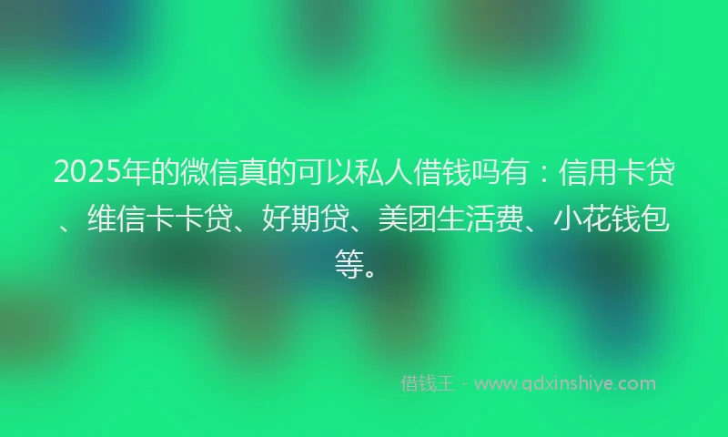 2025年的微信真的可以私人借钱吗有：信用卡贷、维信卡卡贷、好期贷、美团生活费、小花钱包等。