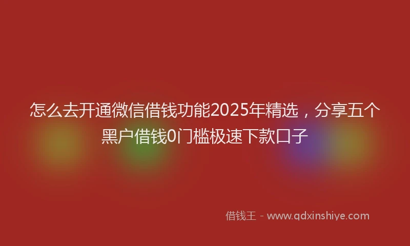 怎么去开通微信借钱功能2025年精选，分享五个黑户借钱0门槛极速下款口子