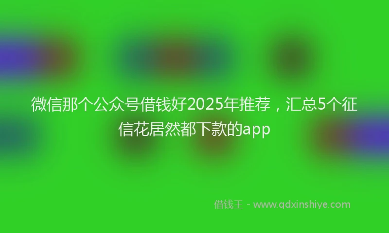 微信那个公众号借钱好2025年推荐，汇总5个征信花居然都下款的app