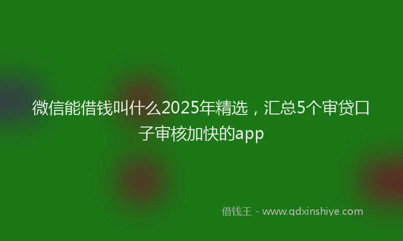 微信能借钱叫什么2025年精选，汇总5个审贷口子审核加快的app