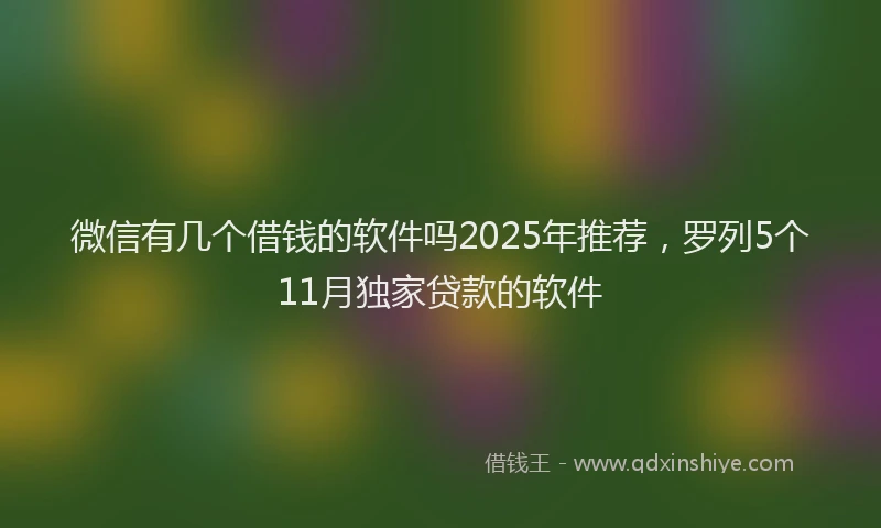 微信有几个借钱的软件吗2025年推荐，罗列5个11月独家贷款的软件