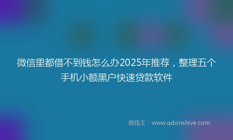 微信里都借不到钱怎么办2025年推荐，整理五个手机小额黑户快速贷款软件
