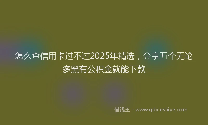怎么查信用卡过不过2025年精选，分享五个无论多黑有公积金就能下款
