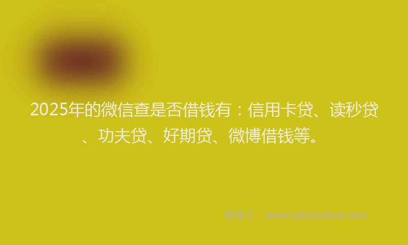 2025年的微信查是否借钱有：信用卡贷、读秒贷、功夫贷、好期贷、微博借钱等。
