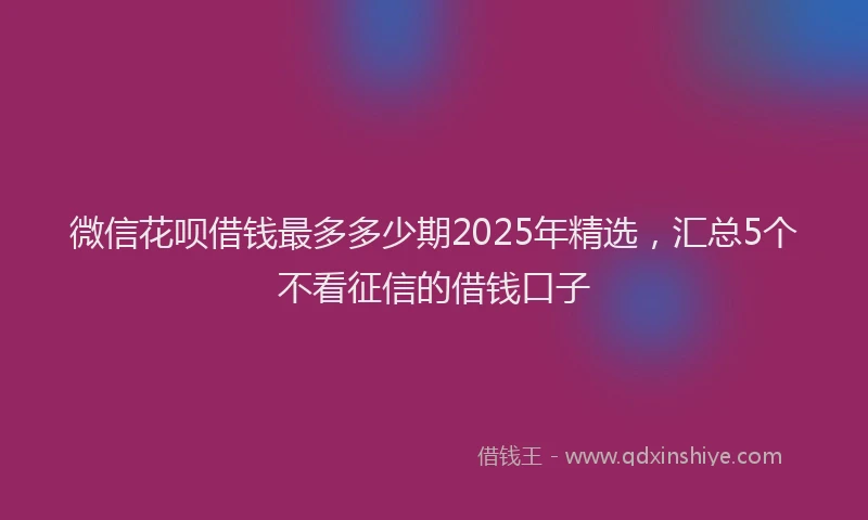 微信花呗借钱最多多少期2025年精选，汇总5个不看征信的借钱口子