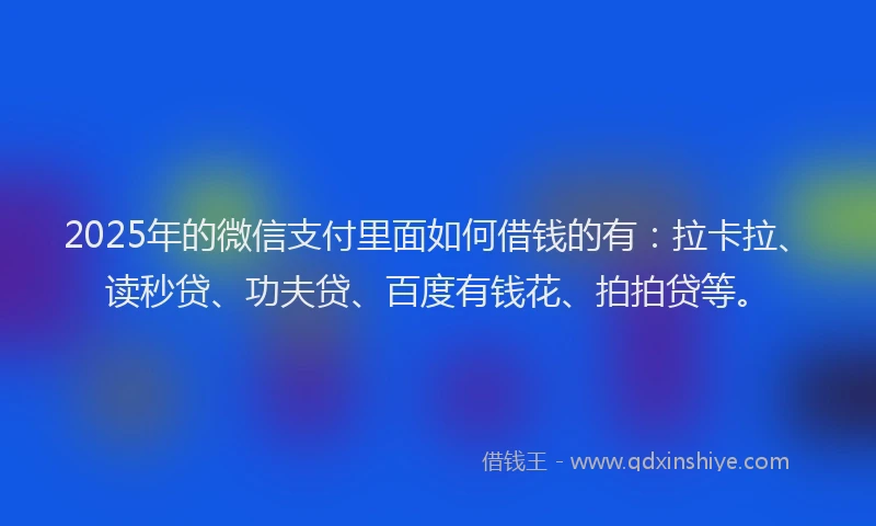 2025年的微信支付里面如何借钱的有：拉卡拉、读秒贷、功夫贷、百度有钱花、拍拍贷等。
