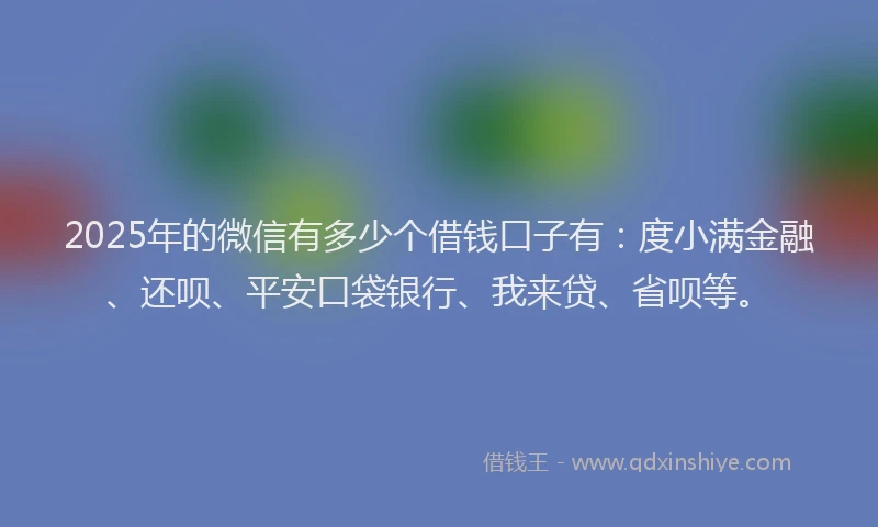 2025年的微信有多少个借钱口子有：度小满金融、还呗、平安口袋银行、我来贷、省呗等。