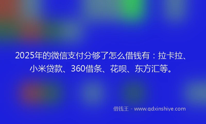 2025年的微信支付分够了怎么借钱有：拉卡拉、小米贷款、360借条、花呗、东方汇等。
