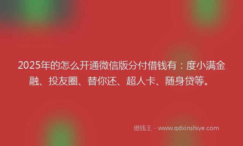 2025年的怎么开通微信版分付借钱有：度小满金融、投友圈、替你还、超人卡、随身贷等。