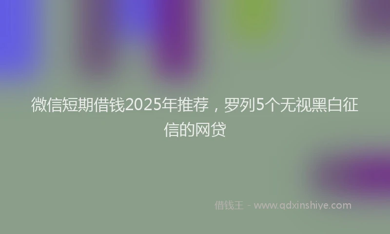 微信短期借钱2025年推荐，罗列5个无视黑白征信的网贷