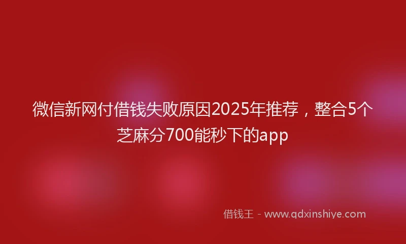 微信新网付借钱失败原因2025年推荐，整合5个芝麻分700能秒下的app