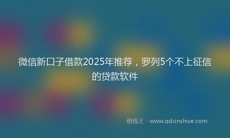 微信新口子借款2025年推荐，罗列5个不上征信的贷款软件