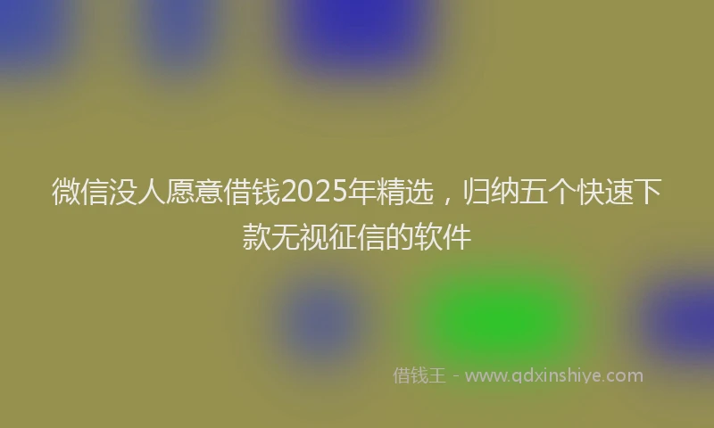 微信没人愿意借钱2025年精选，归纳五个快速下款无视征信的软件