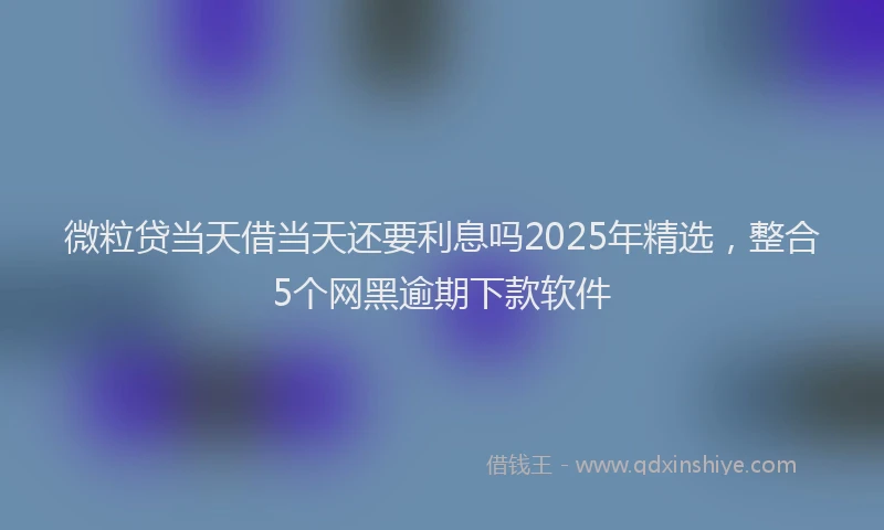 微粒贷当天借当天还要利息吗2025年精选，整合5个网黑逾期下款软件